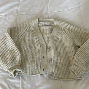 Zara white knit cardigan